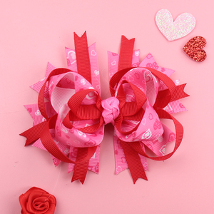 Lazos para el Cabello <span class=keywords><strong>con</strong></span> Plumas para el Día de San Valentín, Clip <span class=keywords><strong>con</strong></span> Forma de Corazón Rojo y Rosa, Lazos para el Cabello de Boutique para Niñas, Accesorios para el Cabello de Niñas - Product Image 4