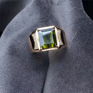 Gemstone Fine Jewelry Manufacturer Wholesale Classic 3.35 Ct Carats Natural <strong>Green</strong> Tourmaline Men Ring 18K Real Gold <strong>jewellery</strong> - Product Image 4