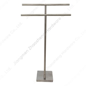 Stainless Steel Double Towel Rack Freestanding <b>Mirror</b> Finish Minimalist Design For <b>Bathroom</b> Hotel Use - Product Image 5