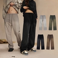 450g teinture par pulvérisation en détresse pantalon à cordon rétro lavage décontracté pantalon de survêtement pour hommes grande taille poids lourd coupe ample