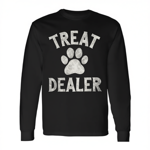 T-shirt a maniche lunghe Treat Dealer con stampa di zampa di cane, regalo per amanti degli animali domestici - Product Image 2