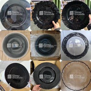 <span class=keywords><strong>Assiettes</strong></span> de décoration de mariage 13 pouces, plaques carrées en plastique doré, style vintage, bord ajouré, pour banquet et dîner - Product Image 3