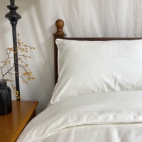 Parure de draps 100% Lyocell de bambou biologique certifiée Oeko-TEX, luxueusement douce et rafraîchissante, soyeuse, 4 draps et taies d'oreiller, blanc