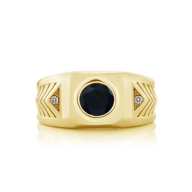 Atacado homens pedra pedra pedra king 18k, amarelo, ouro, prata, onyx e diamante branco cz, anel de casamento