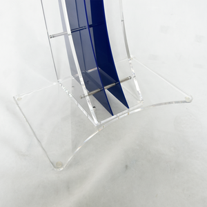 Pupitre en acrylique durable, présentoir transparent en acrylique avec lutrin moderne bleu en forme de faucille pour présentations, églises, mariages - Product Image 6