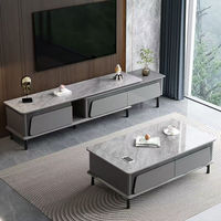 Table basse escamotable de meuble TV d'ardoise de roche de nouveau luxe minimaliste moderne pour le salon de petit ménage
