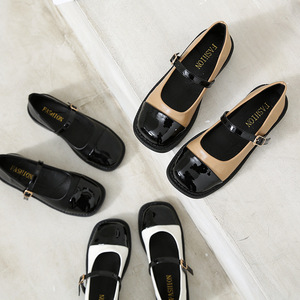 Su Yinyin's Spring Autumn Fragrant Style British Leather Pumps Women's French Gentle Shoes Thick-Soled - Product Image 1