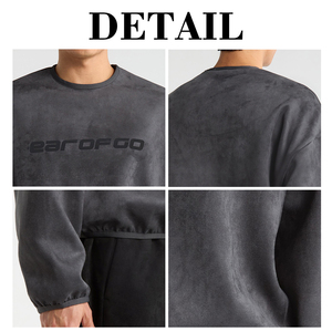 KingSen Wholesale Men's French Terry Crew Neck Elastic Waist Sweatshirt Breathable Printed Acid Washed Loose 100% Cotton Autumn - Product Image 6