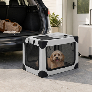 Cage de transport pliable et légère pour animaux de compagnie, idéale pour chiens et chats, voyages en voiture - Product Image 1