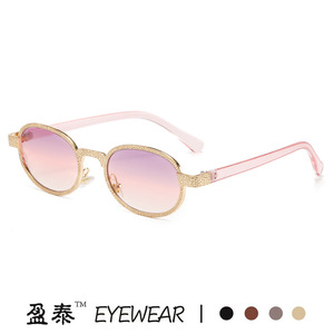 แว่นตา แว่นกันแดดทรงวงรี กรอบทอง UV400 แว่นกันแดดผู้หญิง - Product Image 2
