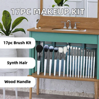 Kit de 17 pinceaux de maquillage professionnels de haute qualité, poils de chèvre doux, style éventail pour le visage, personnalisable en usine