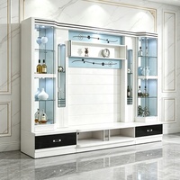 Meuble TV de salon, vitrine en verre, casier à vin, meuble de maison, meuble TV de luxe en bois moderne