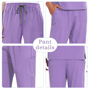 Scrubs uniformes médicaux femmes hommes à manches courtes col en v poche vêtements médecin T-shirt haut pantalon droit dentiste uniformes chirurgicaux - Product Image 6