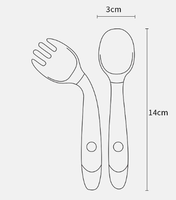 Ensemble cuillère et fourchette en silicone Yongli avec étui de voyage, 2 pièces, ustensiles pour tout-petits pour l'alimentation dirigée par l'enfant, ensemble de voyage