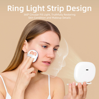 Miroir de maquillage compact rechargeable à double face avec lumières LED, grossissement 5x, miroir cosmétique portable avec design ovale