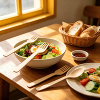 Couteau, cuillère et fourchette jetables en bambou biodégradable de qualité alimentaire, très demandés pour la restauration à emporter et les fournitures de traiteur
