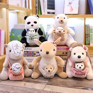 Premium Huggable anne ve bebek hayvanlar oyuncak yumuşak doldurulmuş kirpi/kutup ayısı/karınca yiyen/kanguru/panda peluş yastık