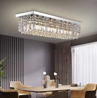 Décorations de restaurant, lampe de salon d'hôtel, décoration de la maison, luminaire suspendu, lustre moderne en cristal noir rectangulaire pour plafond