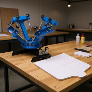 Machine d'impression sérigraphique DB Wholesale 4 couleurs 1 poste 21,2x17,7 pouces, presse sérigraphique double couche pour textiles - Product Image 2