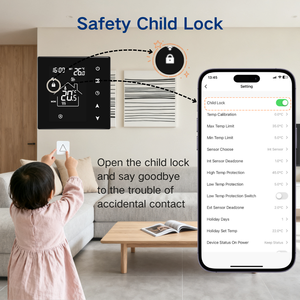 Termostato de Ambiente com Detecção de Janela Aberta Controle pelo APP Tuya Termostato para Apartamento para Aquecimento de Água Controle em Grupo Termostato WiFi - Product Image 3
