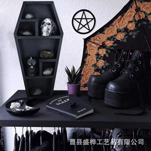 Coffin Shaped Display <b>Shelf</b> Halloween Decor Storage Rack <b>Wall</b> <b>Mount</b> Irregular Shape Multipurpose Standing Type - Product Image 3