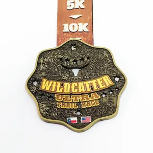 Medallas Deportivas Personalizadas de Metal 3D Antiguas y Modernas para Triatlón, Maratón y Carreras, Venta al por Mayor del Fabricante, 5K 10K, Wild Catter Ultra - Product Image 1