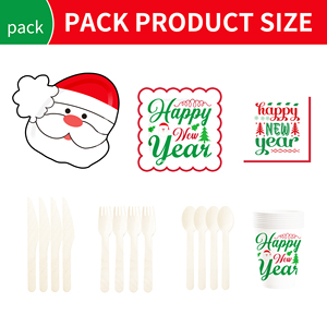 Juego de Vajilla Desechable Personalizado DAMAI para Fiesta de Navidad con Diseños de Gorro de Santa Claus, Platos, Vasos y Servilletas de Papel - Product Image 3