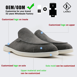 حذاء لانسي رجالي صيفي مفتوح من الخلف سهل الارتداء من الشامواه المسامي مع مقدمة مغلقة - Product Image 2