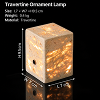 Lampe de table décorative en travertin naturel, ornement en pierre en forme de papillon, cube, veilleuse LED pour chambre à coucher, décoration intérieure, forme personnalisée