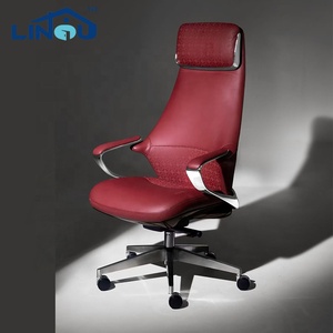 Chaise de bureau de direction ergonomique moderne de luxe en cuir véritable réglable avec fonction pivotante pour usage domestique et commercial - Product Image 1