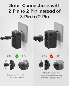 Adaptateur de voyage international 45W 3 USB ultra-fin, prise universelle AC pour ordinateur portable - Product Image 4