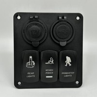 Panneau d'interrupteurs à bascule en aluminium DC12V/24V 3/6 voies avec prise USB, voltmètre et prise de courant pour bateaux, camions et véhicules tout-terrain
