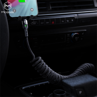 Kabel Data gulungan keriting, kabel Data dengan lampu LED tipe-c USB pengisian cepat Pilin nilon pegas Spiral