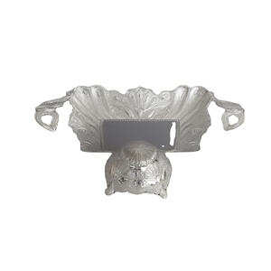 Cuenco De Servir Rectangular De Lujo <strong>Con</strong> Acabado Plateado Y Soporte Para Frutas, Aperitivos Y Exhibicin Decorativa, Hecho a Mano - Product Image 2
