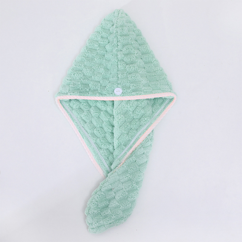 Gorro de secado para el cabello verde, una sola capa, 25x65mm (borde acanalado blanco).