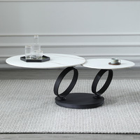 Nouvelle table basse pivotante en acier inoxydable 2025 avec plateau en marbre, design européen moderne de luxe, meubles en pierre, styles multiples