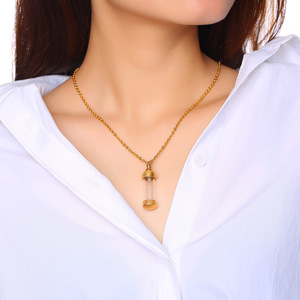 Trendy Roestvrijstalen Parfumfles Hanger Ketting Open Massief Vergulde Glazen Lange Buisvorm Voor Cadeau-Gelegenheden - Product Image 4