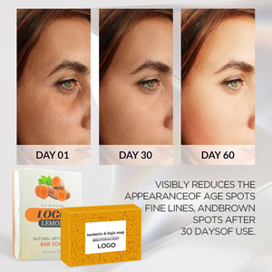 Jabón de Ácido Kójico de cúrcuma hecho a mano, jabón de baño de 100g, barra brillante sólida para exfoliar, iluminar, blanquear la piel, renovar - Product Image 4