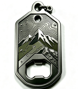 <b>Custom</b> Metal <b>Dog</b> <b>Tag</b> Key Chain Bottle Opener Carved Emblem <b>Tag</b> with Mountain Pattern - Product Image 5