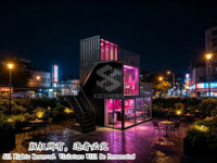 Quiosco Modular de 3 Niveles para Centro Comercial o Uso Comercial en la Calle, con Balcón, Escaleras y Diseño Personalizado con Estructura de Acero