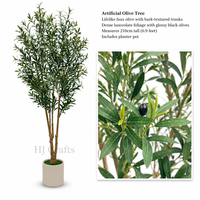 Arbre d'olivier artificiel de 210 cm de haut, feuilles vertes grises réalistes avec fruits, plante artificielle en pot pour villa, hôtel, salon