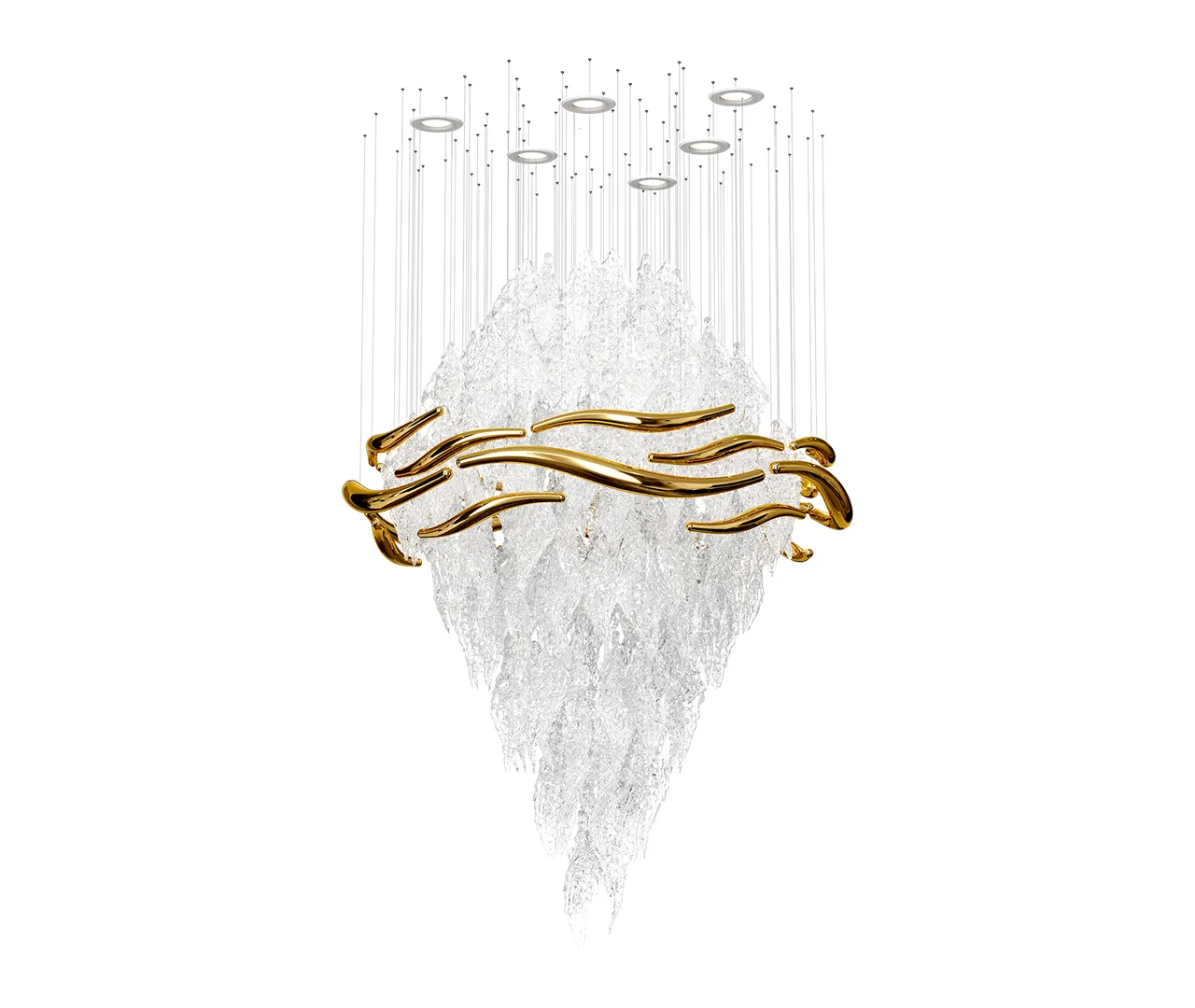 Custom Modern Frosty Leaves glass chandelier for restaurant sanssouci lighting designs
