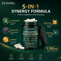 MetaRise Glutathion Liposomal 1000mg Capsules Molles Antioxydant Complément Alimentaire avec Resvératrol 60g Poids Net