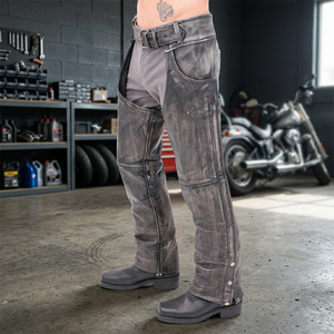 Chaps de cowboy western 100% cuir véritable, souples et respirants, de haute qualité, avec fermeture à boucle au design personnalisé, taille mi-haute, pour l'équitation - Product Image 2