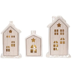 Botón de cerámica iluminado para <span class=keywords><strong>casa</strong></span> de pueblo navideño, ornamento personalizado para Navidad - Product Image 1