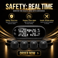 Système de surveillance de la pression des pneus (TPMS) universel pour voiture, sans fil, solaire, avec écran numérique intégré, capteurs externes et puces avancées