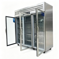 Gewerblicher Glastür-Kühlschrank aus Edelstahl, Vertikale Kühlvitrine für Restaurants und Catering