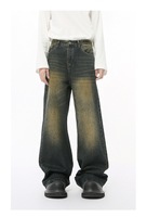 Jeans Homme Amples Vintage Taille Haute Multicolores Délavés à l'Acide Coupe Large et Effet Usé Personnalisés par le Fabricant