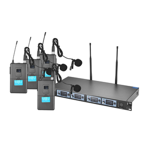 Gran oferta, sistema de micrófono de mano inalámbrico Lavalier UHF de 4 canales con pantalla LCD para <span class=keywords><strong>Karaoke</strong></span> y fiestas familiares, solapa XLR - Product Image 2