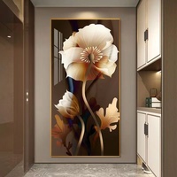 Peinture Murale Décorative en Porcelaine de Cristal, Impression d'Art Abstraite Dorée Nordique avec Feuilles et Fleurs, Tableau Mural Moderne pour Salon